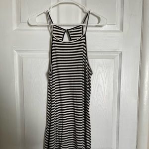 black and white striped mini halter dress